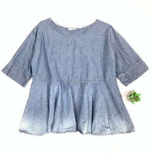 AG Adriano Goldschmied Denim Peplum Top size L